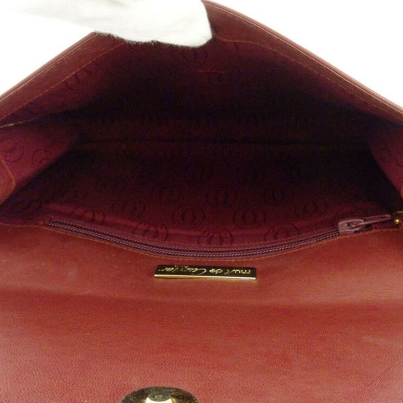Cartier clutch bag mast line Bordeaux leather Auth used - Picture 7 of 16